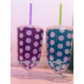 plastic Double wall wine cup with straw